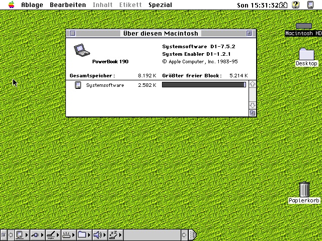 Apple PowerBook 190CS MAC OS 7.5.2